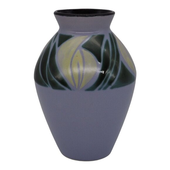 Vintage Japanese Tulip Vase Hand Painted Blue Yellow Green - Picture 1 of 6